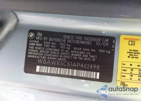 2010 BMW 328I from USA, damaged, VIN WBAWR3C51AP462498